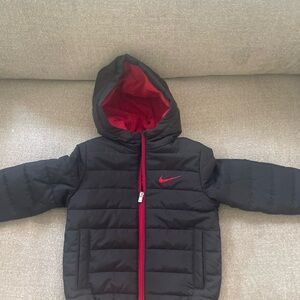 Nike Kids Puffer Jacket in Black and Red